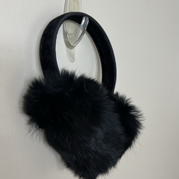 Black Rabbit fur ear muffs - Picture 4 of 7